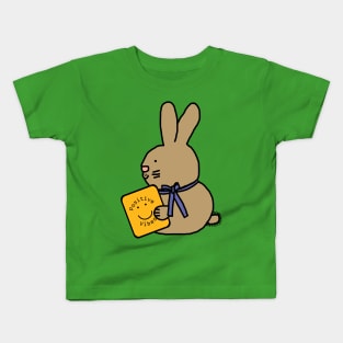 Cute Bunny Rabbit with Positive Vibes Smiley Face Kids T-Shirt